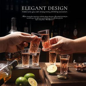 Vasos de chupito de alta calidad al por mayor, 2oz, vasos de chupito adornados súper bonitos, vasos de chupito elegantes, Juego de vasos de licor de Base pesada, <span class=keywords><strong>Tequila</strong></span> - Product Image 3