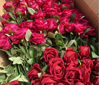 Großhandel Hochzeits-Kunstblume Rote Rose Einzelne Samtrose