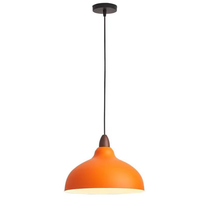 Orange Metal Pendant Light Industrial Style Polished Chrome Finish Table Lamp Shade Lightweight Easy Installation for Dining