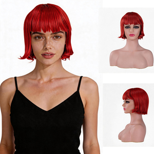 <span class=keywords><strong>Perruque</strong></span> courte bob pour <span class=keywords><strong>femme</strong></span> avec frange, cheveux synthétiques, aspect naturel, résistante à la chaleur, pour usage quotidien, fête, plusieurs couleurs disponibles - Product Image 1