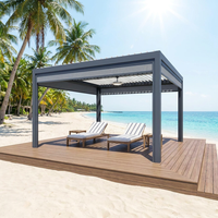 Precio Directo de Fábrica, Pérgola de Aluminio Marca MDD Modelo M76 con Techo de Láminas Motorizadas, Ecológica, con Recubrimiento en Polvo, Lista para Enviar