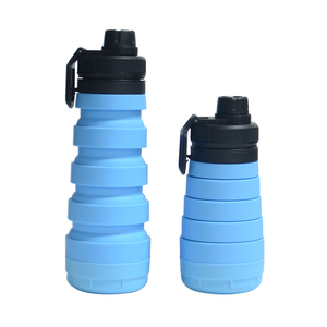 ขวดน้ำซิลิโคนปลอดสาร BPA คุณภาพสูง พับได้ บีบได้ พกพาสะดวก สำหรับเดินทาง ออกกำลังกาย เล่นกีฬา พร้อมช่องเก็บของ - Product Image 1