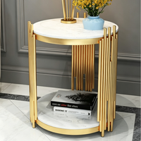 Table d'appoint ronde de luxe italienne, cadre en acier inoxydable doré, plateau en verre, table basse pour salon