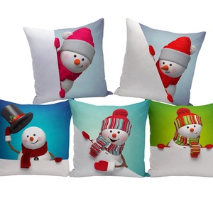 45x45cm buon natale babbo natale federa Decor simpatico cartone animato pupazzo di neve federa federa per divano camera dei bambini - Product Image 1