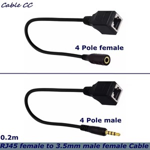 Cable <span class=keywords><strong>adaptador</strong></span> de audio TRS de 0.2m con conector <span class=keywords><strong>macho</strong></span> y hembra de 3.5mm <span class=keywords><strong>a</strong></span> conector hembra RJ45 para Ethernet, utilizado en la computadora. - Product Image 1