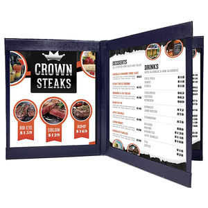 Vente en gros de menus de restaurant en cuir PU, 4 pages, format A4, porte-menu, couverture de style menu pour restaurants et bars - Product Image 1
