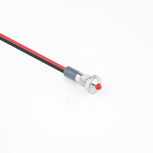 6mm Mini Metal Pilot Light Waterproof LED Indicator Lamp With 15cm Cable Metal switches IP67 220V