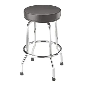 Multipurpose Black Swivel Bar Stool with Padded Garage Seat and Chrome Plated Legs for Business Use as Bar Furniture