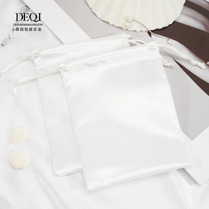 DEQI Packaging Jewellery Custom Size Double Drawstring Satin Ring Earring Jewelry <b>Pouch</b> 10*12 cm Dust Bag with Logo Printed - Product Image 5