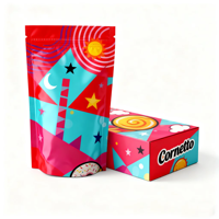 Ensemble de boîtes en papier et de sacs en mylar imprimés sur mesure avec fermeture éclair, design résistant à l'humidité pour biscuits, chewing-gums, céréales et en-cas