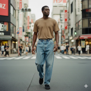 กางเกงยีนส์ทรงหลวมสีน้ำเงินเข้มสำหรับผู้ชาย  รับสั่งตัดเย็บตามแบบ กางเกงยีนส์เดนิมผู้ชาย - Product Image 1