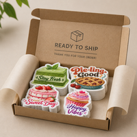 Autocollant en vinyle découpé sur mesure, imperméable, pour pâtisserie, gâteau, cupcake, n'importe quel logo, design auto-adhésif pour l'emballage des confiseries