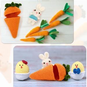 Kit de crochet pour adultes, animaux en peluche lapin carotte orange, avec vidéo étape par étape, kit de tricot pour animaux en peluche, cadeau pour enfants - Product Image 6