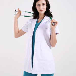 เสื้อกาวน์แพทย์ขายดีที่สุด สำหรับทุกเพศ ผลิตจากผ้าฝ้าย 100% เป็นมิตรกับสิ่งแวดล้อม เหมาะสำหรับใช้ในโรงพยาบาล ทำจากผ้าทอ - Product Image 1