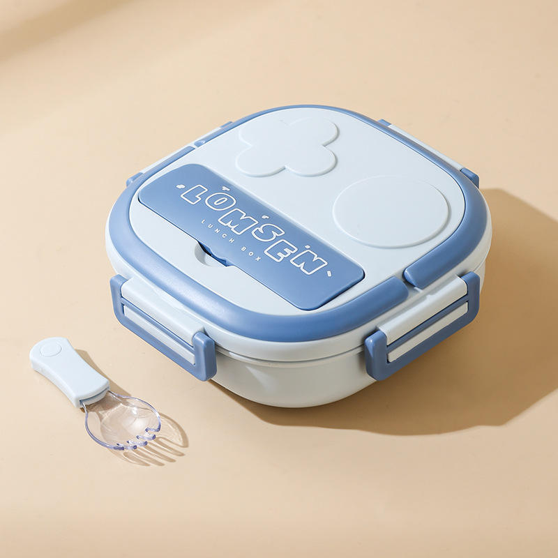 กล่องข้าวและช้อนสีฟ้า