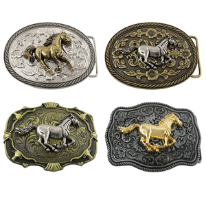 कस्टम उत्कीर्ण लोगो धातु काउबॉय जस्ता मिश्र धातु पीतल 3 डी सोने का पश्चिमी सींग का बना हुआ बैल पुरुषों के लिए - Product Image 2