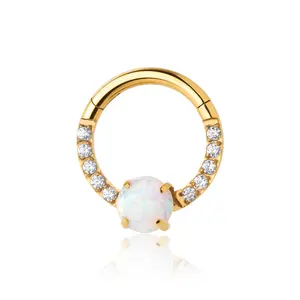 16G-Gold Titan-Opal-Nasensept Piercing-Nasen-Hoop-Ringe für Damen