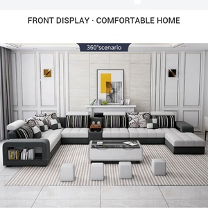 Muebles de sala moderno popular de ocio adulto <span class=keywords><strong>L</strong></span> apartamento en forma de U de 7 plazas esquina transversal tejido de lino de sofás para casa - Product Image 2