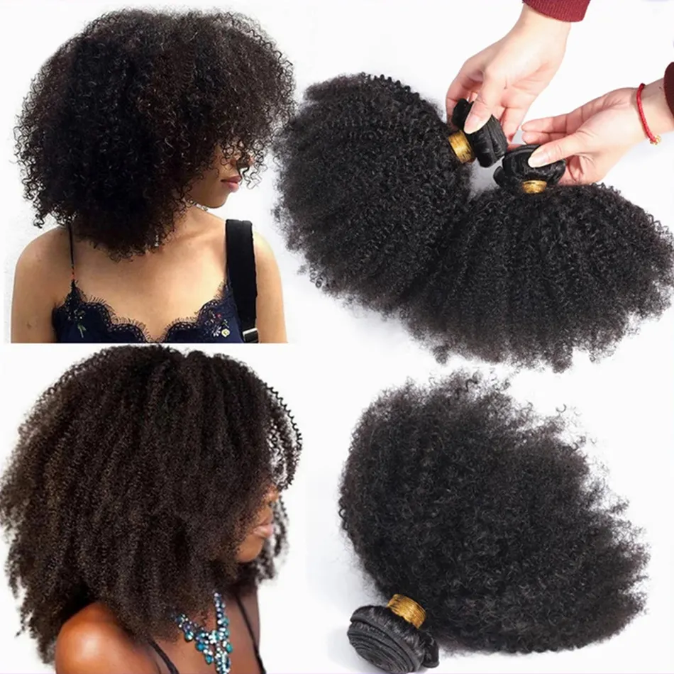 Aisi Mật Ong Giá Rẻ Tự Nhiên Nhà Cung Cấp Afro Kinky Xoăn Bó Đen Gói Chất Lượng Toupee Siêu Đúp Rút Ra Tóc Con Người