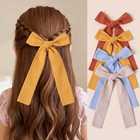 Noeud de cheveux en lin pour bébé fille, noeud de cheveux pour enfants, noeud à longue queue fait à la main