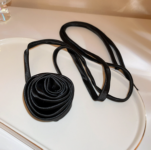Collar <span class=keywords><strong>de</strong></span> Flores <span class=keywords><strong>de</strong></span> Rosa <span class=keywords><strong>de</strong></span> Tela <span class=keywords><strong>de</strong></span> Seda Negra y Rosa Hecho a Mano, Collar <span class=keywords><strong>de</strong></span> Cadena Larga <span class=keywords><strong>para</strong></span> Clavícula, Gargantilla, Joyería - Product Image 6