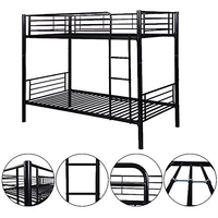 Literas Metálicas Desmontables al por Mayor, Camas Individuales Dobles Separables, Estructura de Acero con Barandilla, Escalera y Somier para Dormitorios, Hostales, Hoteles, Apartamentos, OEM, ASTM