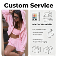 Ensemble de survêtement à capuche personnalisé en 3 pièces, style streetwear, veste zippée, haut court, shorts, ensemble décontracté pour femmes