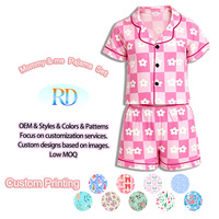 Ensemble deux pièces décontracté été 2026 pour filles, tenue à revers boutonnée pour bébé fille, pyjama pour tout-petits, ensemble deux pièces pour filles avec impression OEM