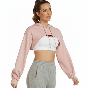Sweat à capuche court personnalisé pour femme, en molleton décontracté, avec fermeture éclair, élégant, en coton doux, chaud pour l'hiver, respirant, séchage rapide, tendance - Product Image 1
