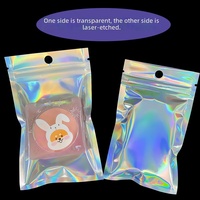 Sacs refermables holographiques, sacs en mylar anti-odeur avec trou de suspension pour bijoux, cosmétiques, emballage pour petites entreprises