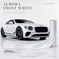 Film Pelindung Cat Aurora Frost White TPU Iridescent PPF Self Healing Color Shift Chameleon untuk Pembungkus Mobil
