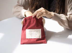 Túi quà vải cotton <span class=keywords><strong>linen</strong></span> màu be nhạt có dây rút, có nhãn dệt - Product Image 2