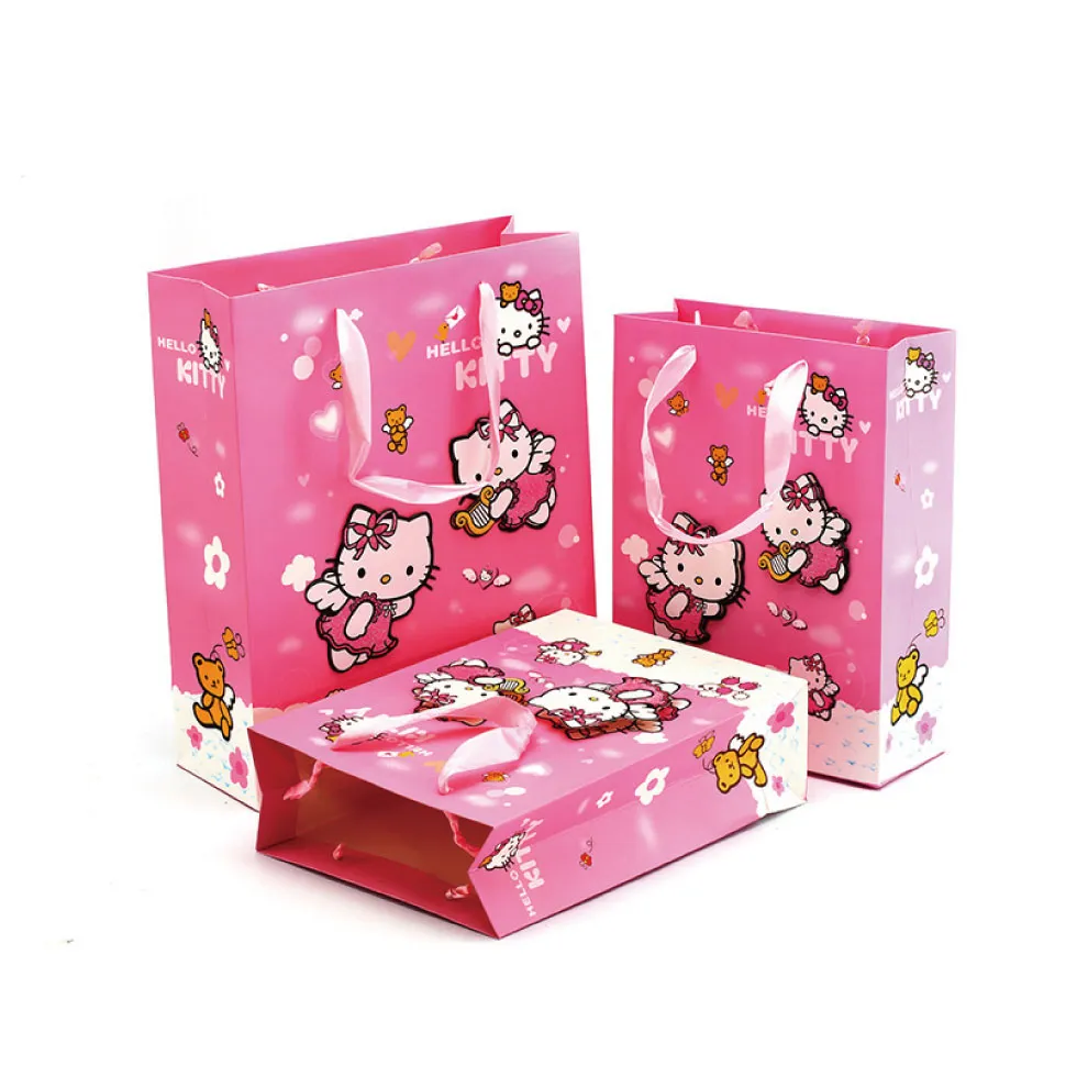 Design personalizzato stampa Hello Kitty sacchetto regalo in carta piccolo sacchetto di carta con sacchetto regalo in carta con stampa logo