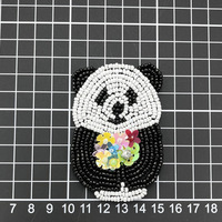 Patch décoratif artisanal en PVC perlé à motif panda pour vêtements, chaussures, chapeaux, chaussettes ; Applique artisanale avec perles cousues