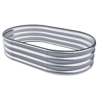 Kit de jardinière galvanisée 8*4*1 pieds pour la plantation de plantes et légumes en extérieur, grandes jardinières ovales en métal pour l'extérieur