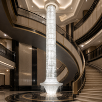 Lustre Colonne en Cristal de Luxe Moderne et Contemporain à LED pour Hôtels, Résidences, Villas, Escaliers et Banquets de Mariage