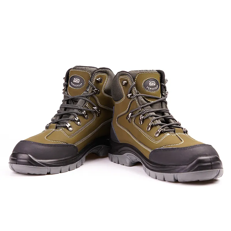 Heavy duty safety shoes nubuck leather oil-resistant anti-smash rubber work boots