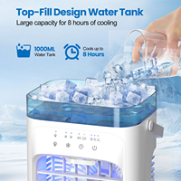 Kipas Pendingin Udara dan Humidifier 2 in 1 Mini Pribadi dengan Pengatur Waktu, Pendingin Udara dengan Es dan Air untuk Kamar Tidur, Kantor, Rumah