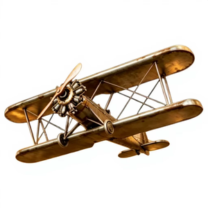 Modello di Aeroplano Vintage in Metallo Stile Industriale Loft, Grande Biplano Retrò in Ferro da Appendere per Decorazione Commerciale di Bar e Centri Commerciali - Product Image 2