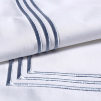 Parure de lit de luxe 100 % coton brodé 300 fils/cm², drap-housse et taies d'oreiller en tissu tissé, 4 pièces, taille Queen