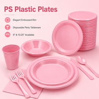 Hoge kwaliteit roze verdikte voedselveilige PS plastic ronde borden voor snacks, fruit en picknicks