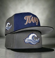 Casquette de baseball snapback brodée 3D motif vague océanique, casquettes ajustées personnalisées, casquettes de sport à visière plate, vente en gros