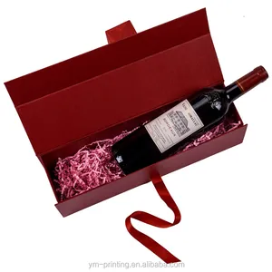 Embalagem de papel para presente, embalagem de papel magnética dobrável de vinho tinto de alta qualidade com próprio logotipo