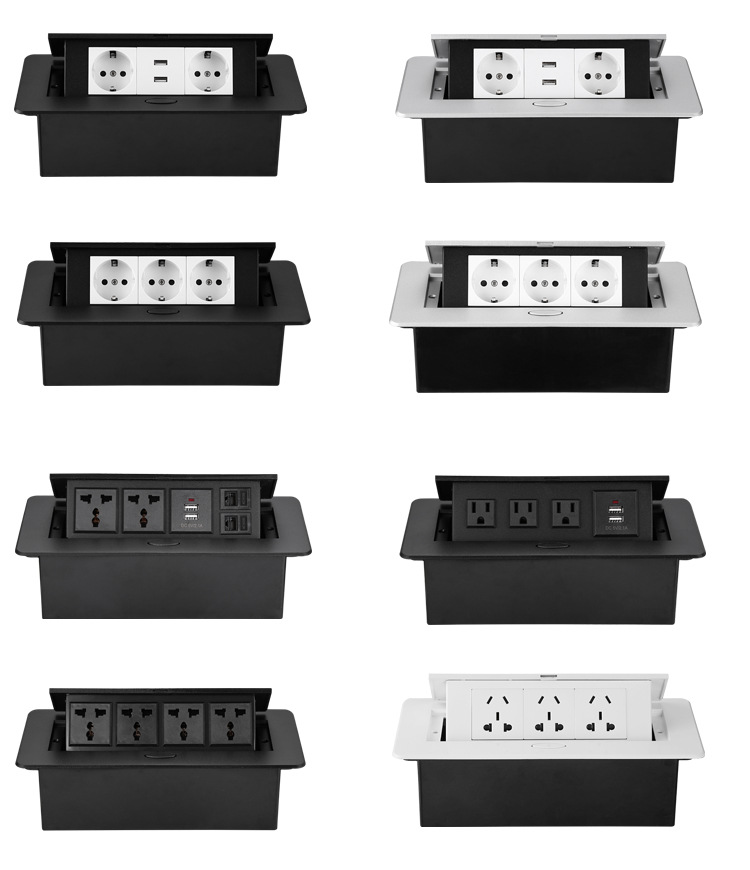 High-end desktop EU power socket factory supports custom built-in conference table concealed socket box