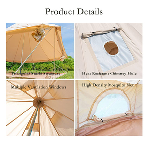 Thiết Kế Mới Hiện Đại Ngoài Trời Nhiệm Vụ Nặng Nề Bông Vải 3M 5M 6M Teepee Yurt Glamping Bốn Mùa Chuông Dome Lều Có Thể Tháo Rời Tầng - Product Image 6