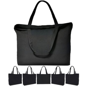 Sac fourre-tout pliable en toile brodée avec poches et fermeture éclair, sac fourre-tout personnalisé avec logo, sacs à main pour femmes, sac fourre-tout réutilisable en tissu doux - Product Image 4