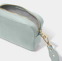 Mode petites filles large sangle caméra sac à bandoulière monogramme pu cuir bleu sac à bandoulière personnalisé pour les femmes