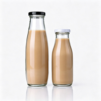 Bouteille en verre de 12 oz et 16 oz pour jus, lait, smoothies, boissons, avec couvercle en fer blanc