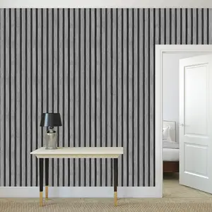 Wallpaper ORON Wholesale Waterproof 3D Grey Textured Peel And Stick 3D Wood Pattern Wallpaper Interior Wall Decoration