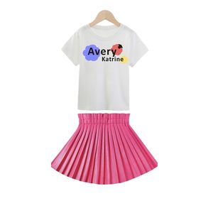 Mode enfants noir à manches courtes chemise raglan robe évasée ensemble bébé filles lettres conception tenue <span class=keywords><strong>pour</strong></span> le printemps automne - Product Image 5